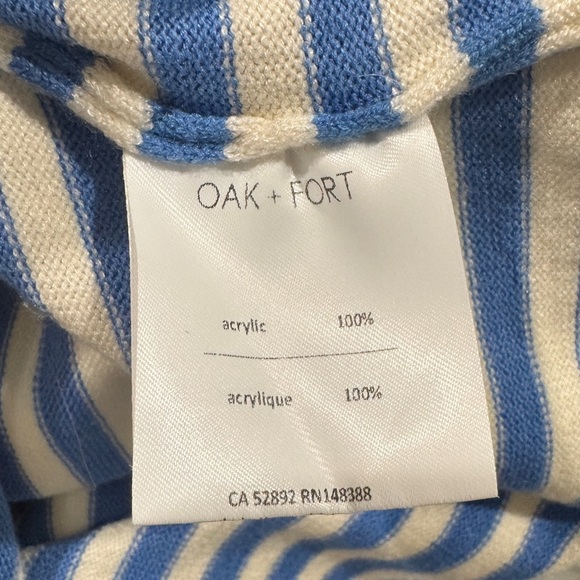 Oak + Fort Knit Blue White Striped Cropped Collared Short Sleeve Tee Size Small - Picture 14 of 14